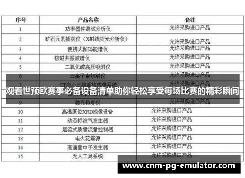 观看世预欧赛事必备设备清单助你轻松享受每场比赛的精彩瞬间