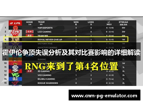 霍伊伦争顶失误分析及其对比赛影响的详细解读
